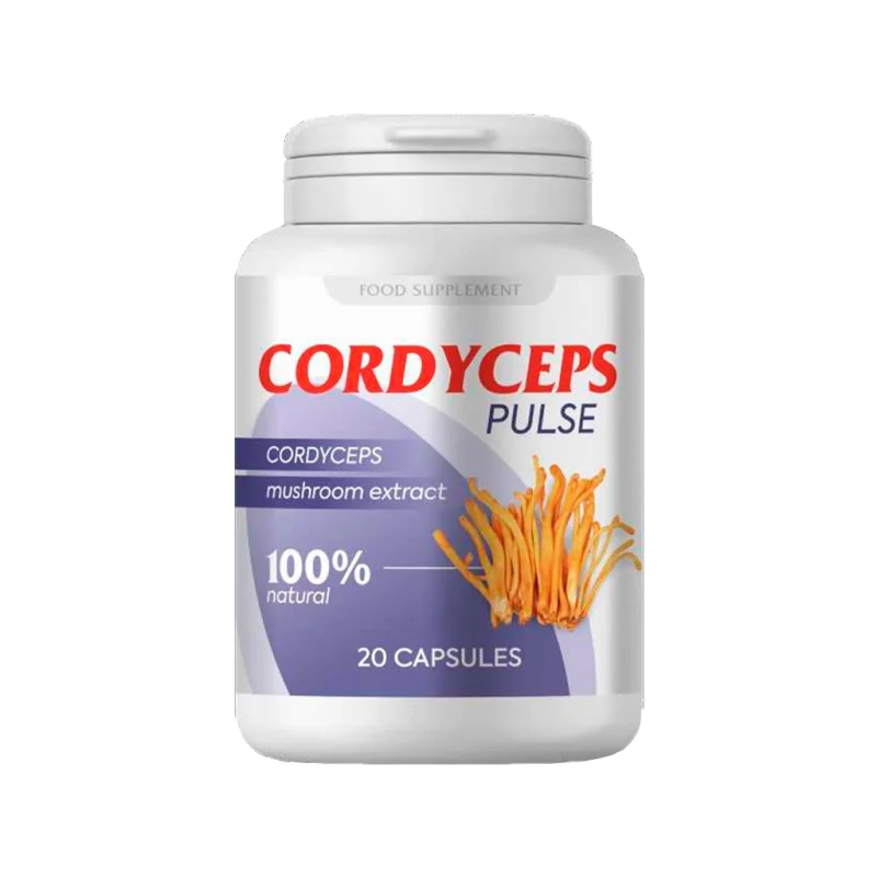 Cordyceps Pulse — plechovka doplňku stravy, 20 kapslí